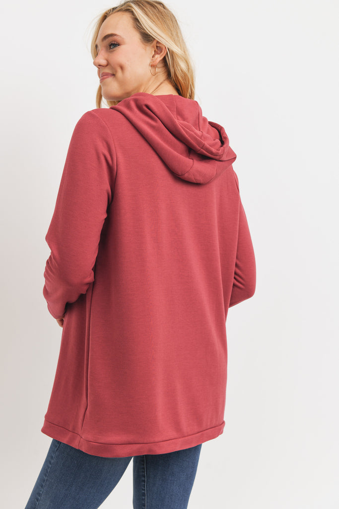 Red Heavy Brushed French Terry Maternity/Nursing Hoodie
