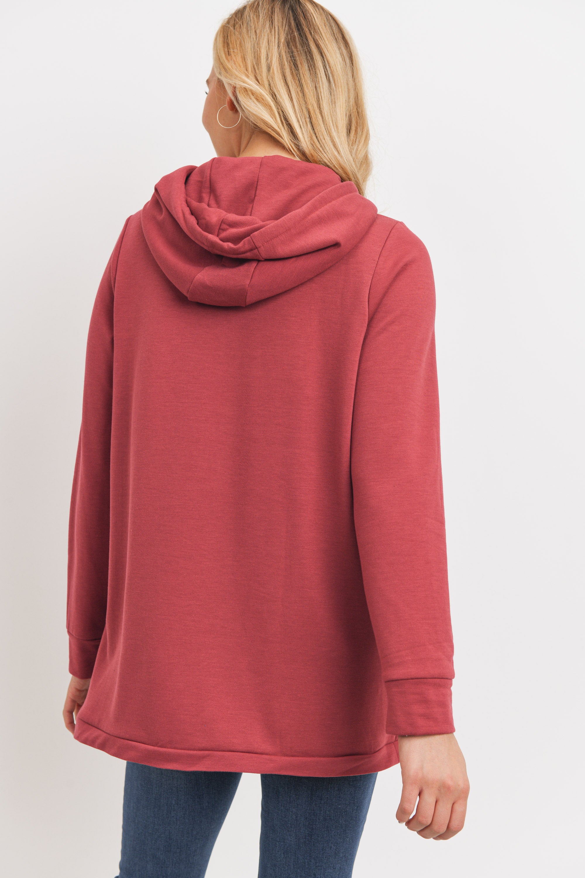 Red Heavy Brushed French Terry Maternity/Nursing Hoodie