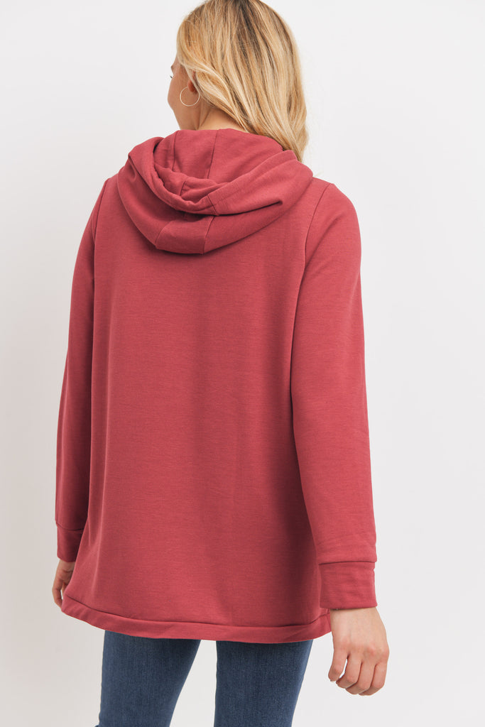 Red Heavy Brushed French Terry Maternity/Nursing Hoodie