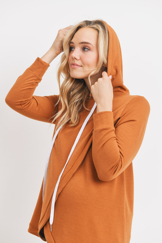 Rust Heavy Brushed French Terry Maternity/Nursing Hoodie