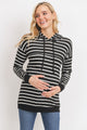 Black/Ivory Rayon French Terry Stripped Maternity/ Nursing Hoodie
