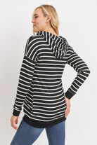 Black/Ivory Rayon French Terry Stripped Maternity/ Nursing Hoodie