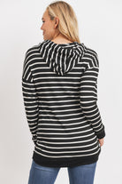 Black/Ivory Rayon French Terry Stripped Maternity/ Nursing Hoodie