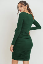 Hunter Green Rayon Modal Front Tie Maternity/ Nursing Dress