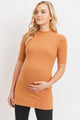 Light Brown Cashmere-Like Hacci Maternity Mock Neck Top
