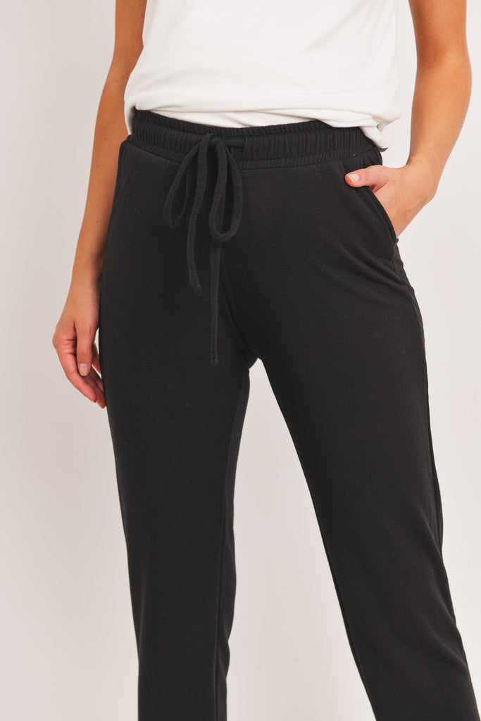 Black Two Toned Brushed Terry Maternity Sweatpants