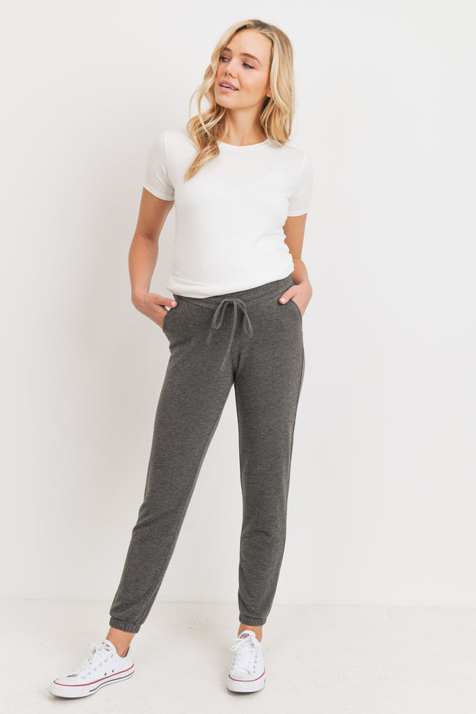 Charcoal Two Toned Brushed Terry Maternity Sweatpants