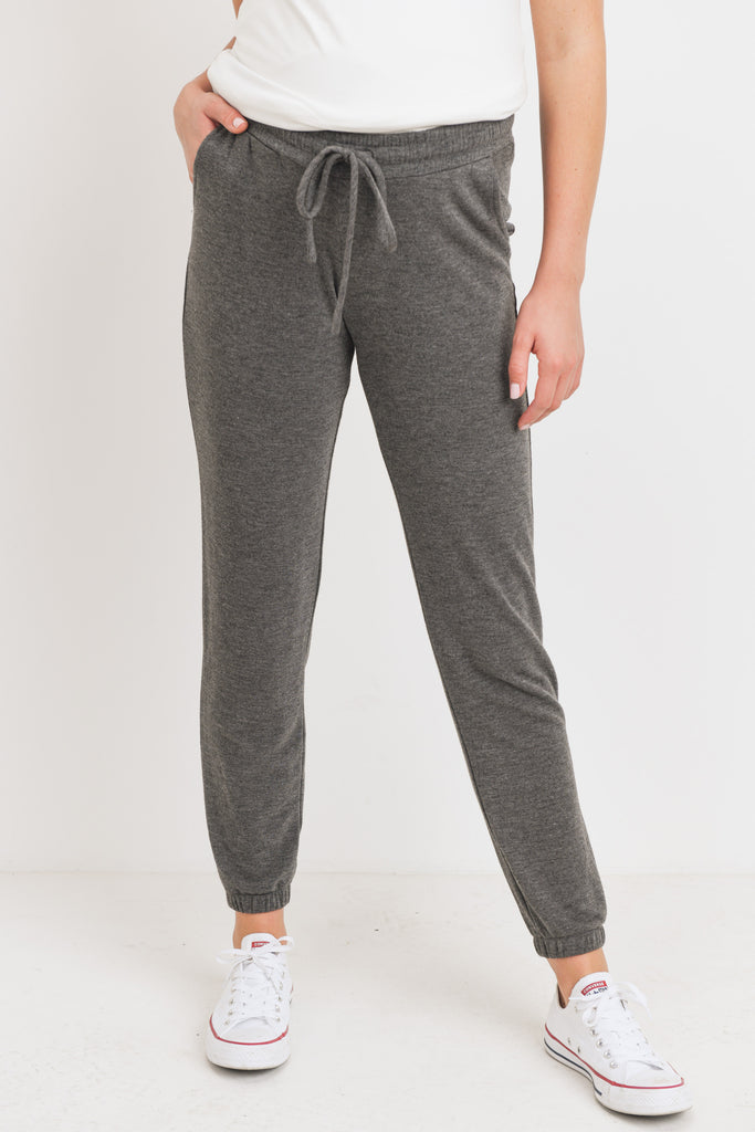 Charcoal Two Toned Brushed Terry Maternity Sweatpants