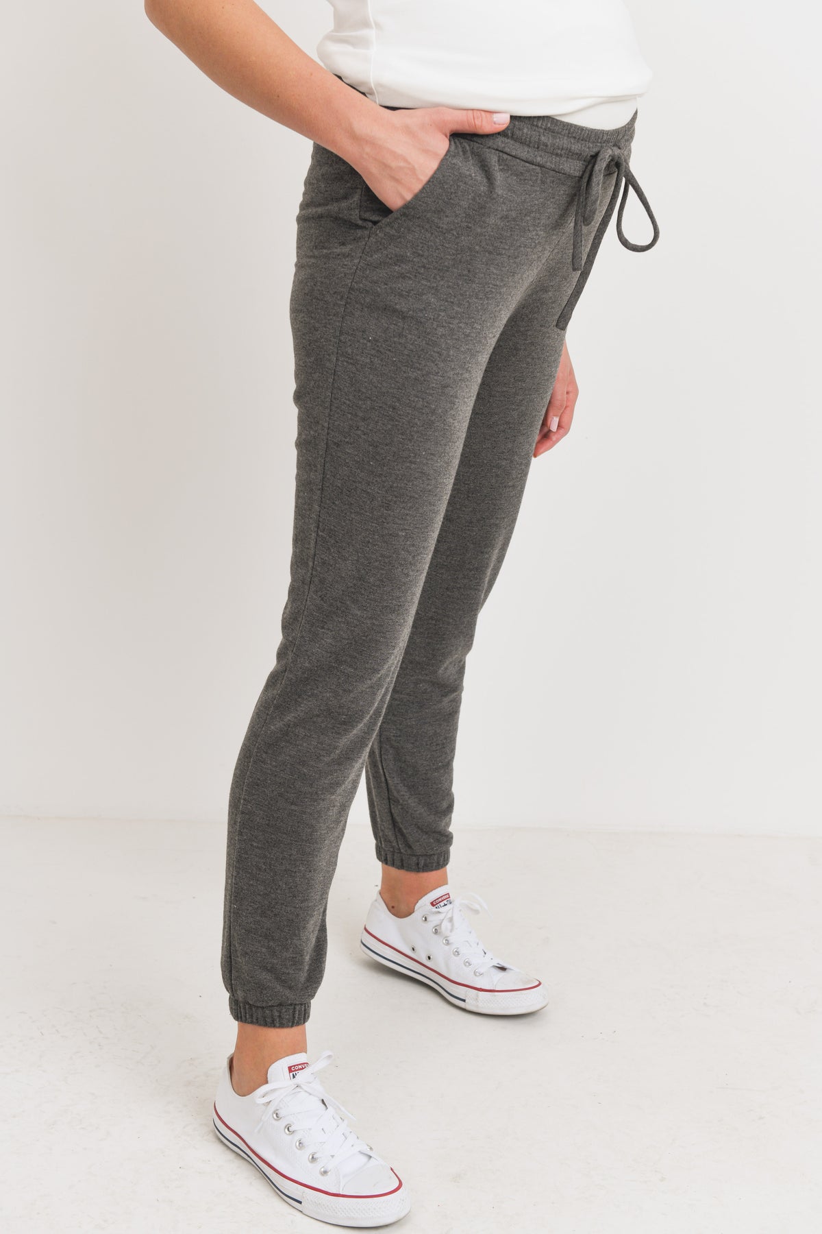 Charcoal Two Toned Brushed Terry Maternity Sweatpants
