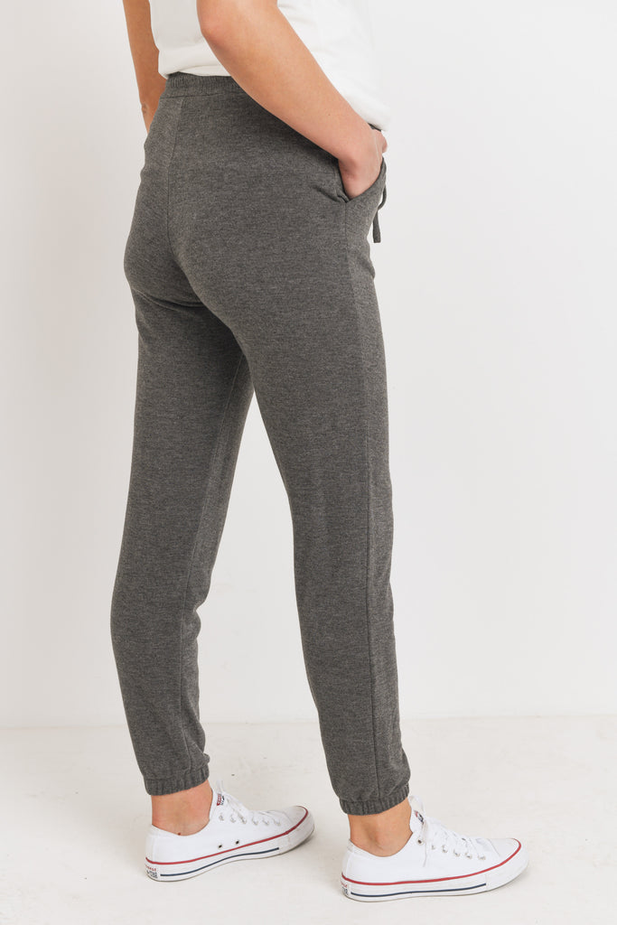 Charcoal Two Toned Brushed Terry Maternity Sweatpants