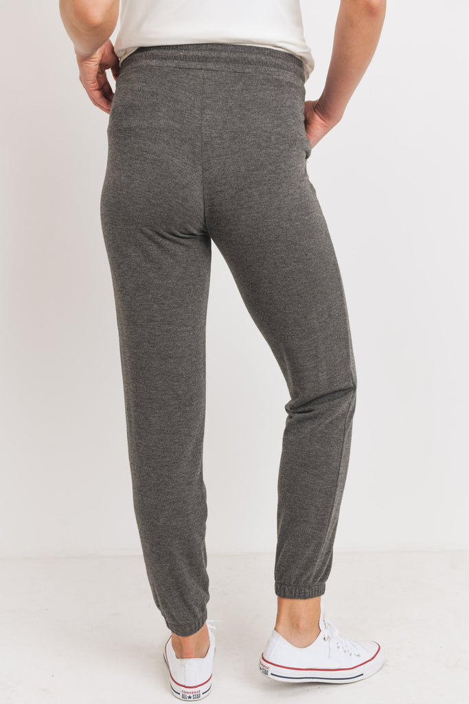 Charcoal Two Toned Brushed Terry Maternity Sweatpants