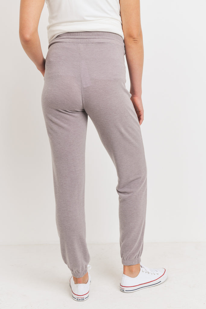 Mocha Two Toned Brushed Terry Maternity Sweatpants