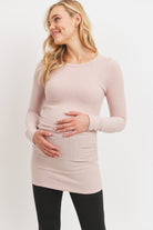 Dusty Rose Cashmere-Like Hacci Maternity Long Sleeve Tunic