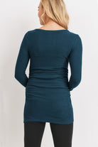 Dark Teal Cashmere-Like Hacci Maternity Long Sleeve Tunic