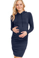 Navy Super French Terry Maternity Hoodie Dress