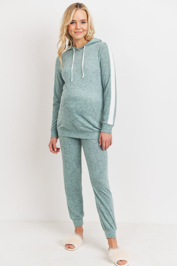 Sage French Terry Maternity Hoodie