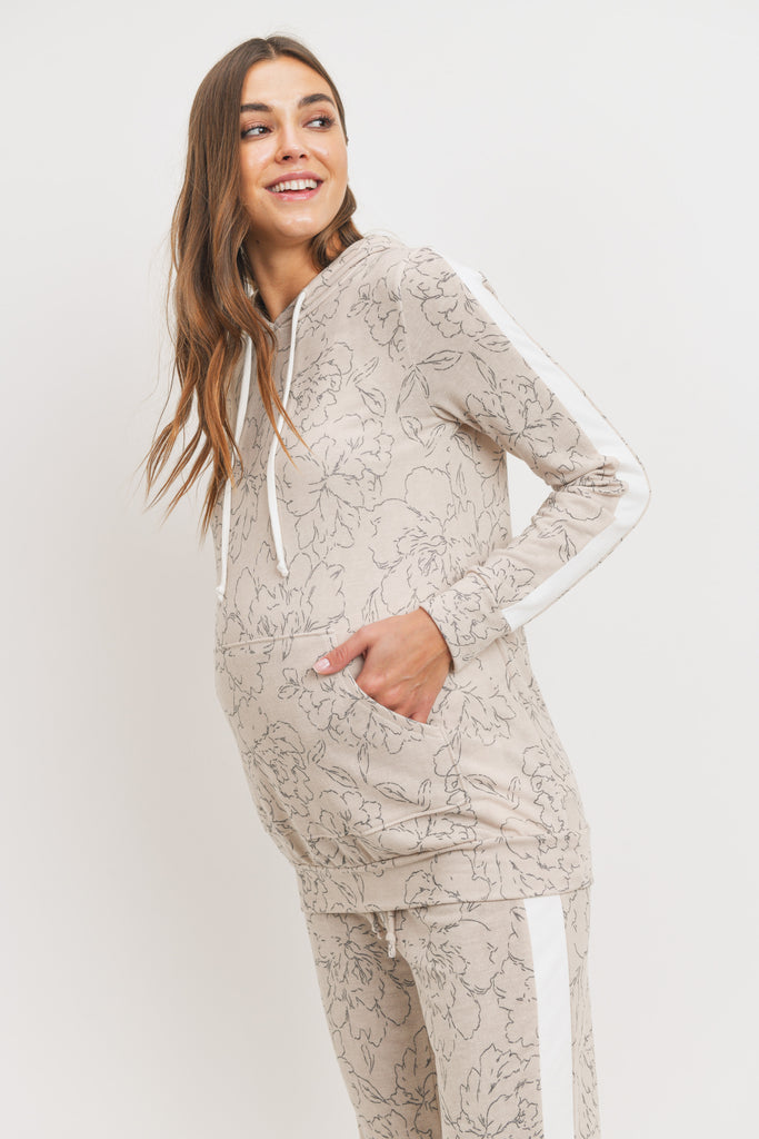 Taupe French Terry Maternity Hoodie