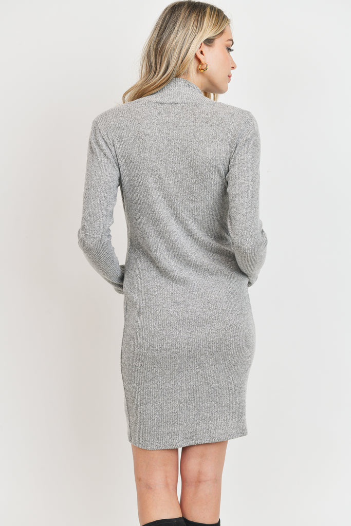 Heather Grey Long sleeve Maternity Sweater Knit Ribbed Dress