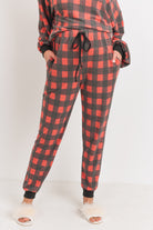 Black/Red Plaid Long Sleeve and Sweatpants Set