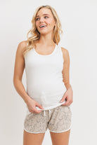 White Solid Ribbed Maternity Tank Top