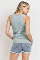 Sage Solid Ribbed Maternity Tank Top