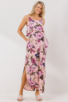 Pink Floral Overlay Top Maternity Nursing Dress