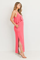 Coral Overlay Top Maternity/Nursing Dress