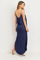 Navy Overlay Top Maternity/Nursing Dress