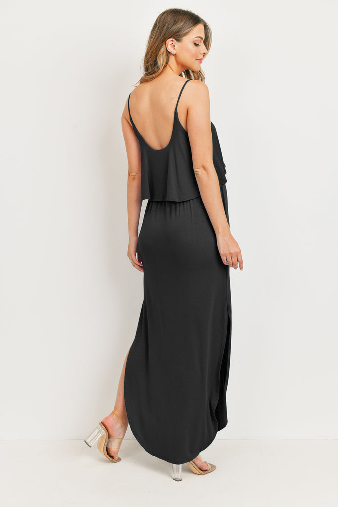 Black Overlay Top Maternity/Nursing Dress
