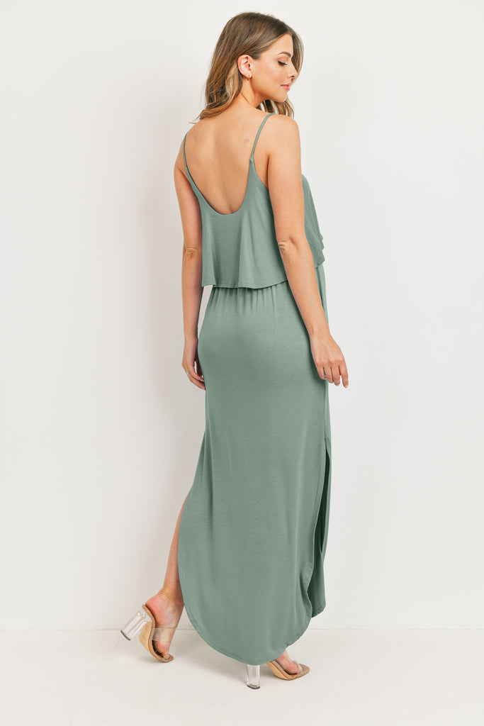 Sage Overlay Top Maternity/Nursing Dress