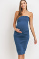 Teal Solid Rayon Jersey Maternity Tube Dress