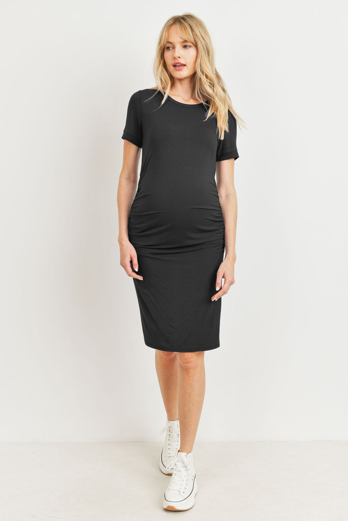 Black Heavy Modal Basic Maternity Dress