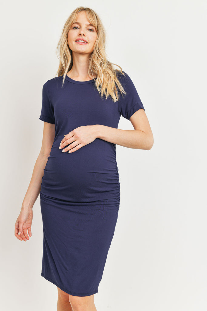 Navy Heavy Modal Basic Maternity Dress