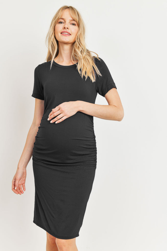Black Heavy Modal Basic Maternity Dress