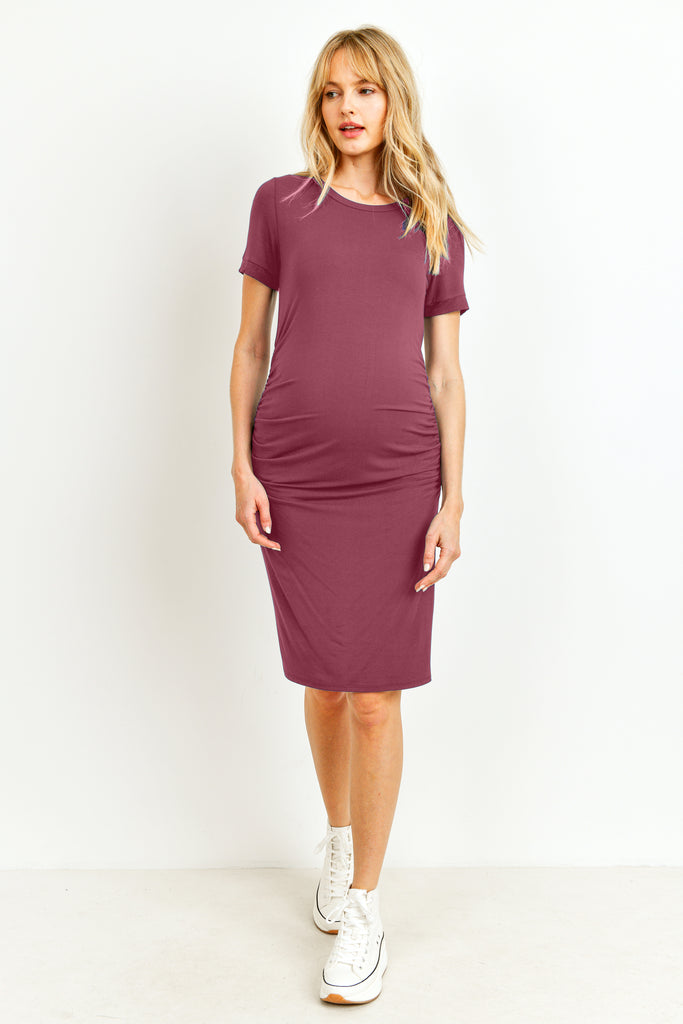 Berry Heavy Modal Basic Maternity Dress