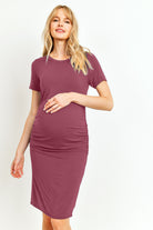 Berry Heavy Modal Basic Maternity Dress