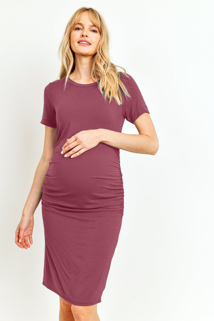 Berry Heavy Modal Basic Maternity Dress