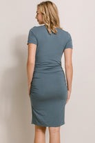 Sea Blue Heavy Modal Basic Maternity Dress