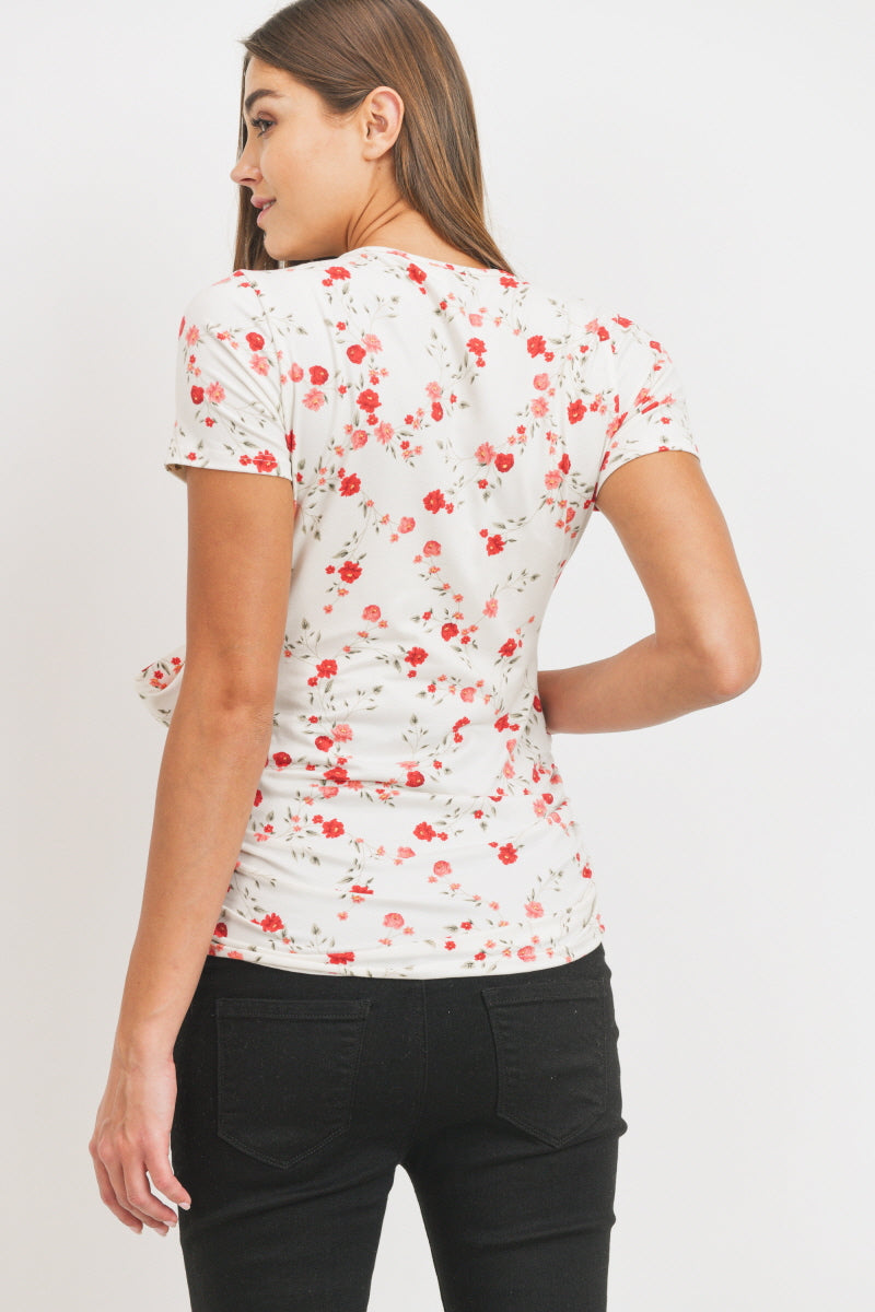 Ivory Floral Surplice Maternity/Nursing Top