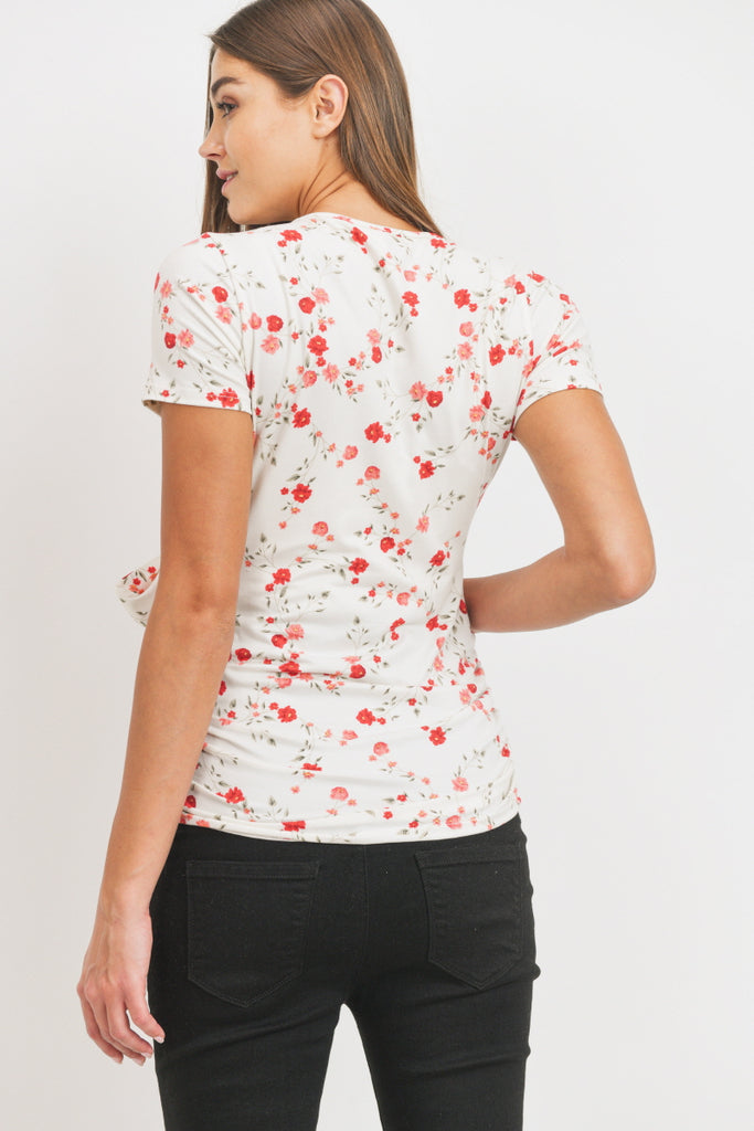 Ivory Floral Surplice Maternity/Nursing Top