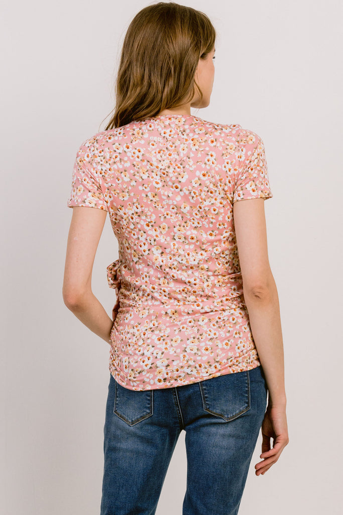 Blush Ditsy Floral Surplice Maternity/Nursing Top