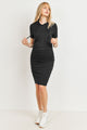 Black Short Sleeve Maternity Hoodie Dress