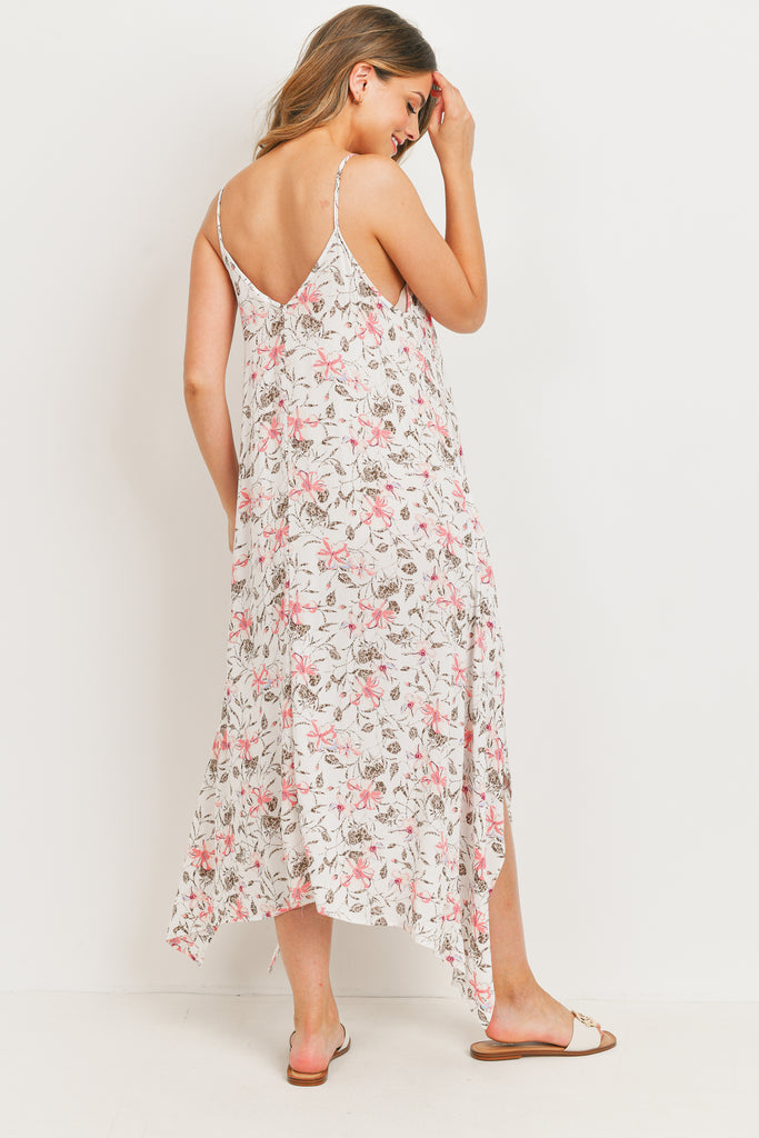 White Floral Spaghetti Strap Maternity Maxi Dress