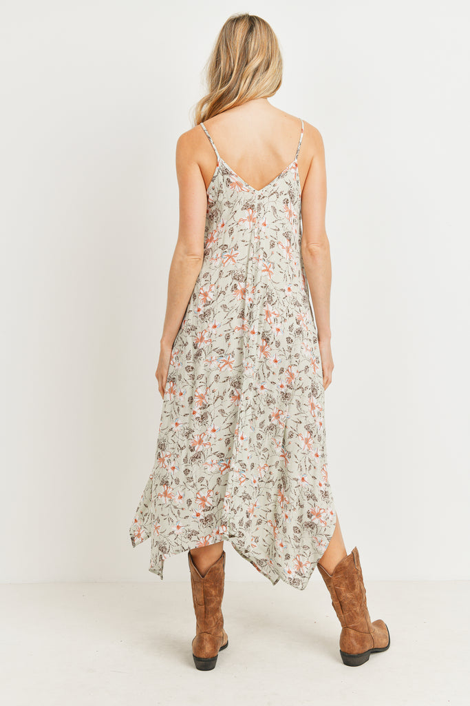 Sage Floral Spaghetti Strap Maternity Maxi Dress