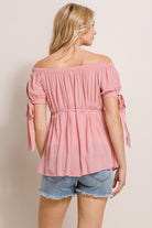 Mauve Textured Rayon Off Shoulder Maternity Blouse