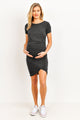 Charcoal Rayon Modal Ruch Side Maternity Dress