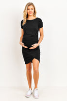 Black Rayon Modal Ruch Side Maternity Dress