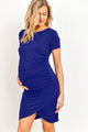 Royal Blue Rayon Modal Ruch Side Maternity Dress