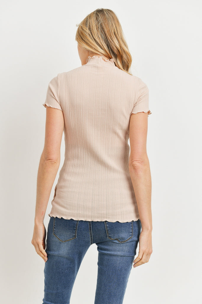 Cream Curly Merrow Hem Cotton Ribbed Maternity Top