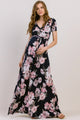 Navy Floral Ity Jersey Maternity/Nursing Maxi Dress
